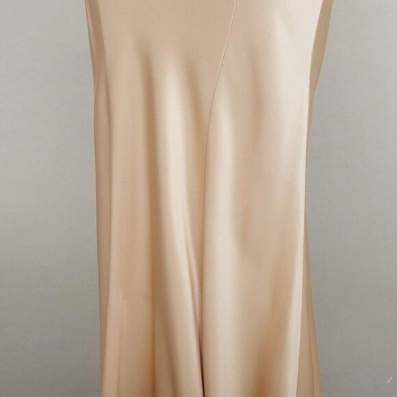 SAINT LAURENT 2024 rose champagne satin plunge contour panel slip gown FR36 S - Picture 7 of 10